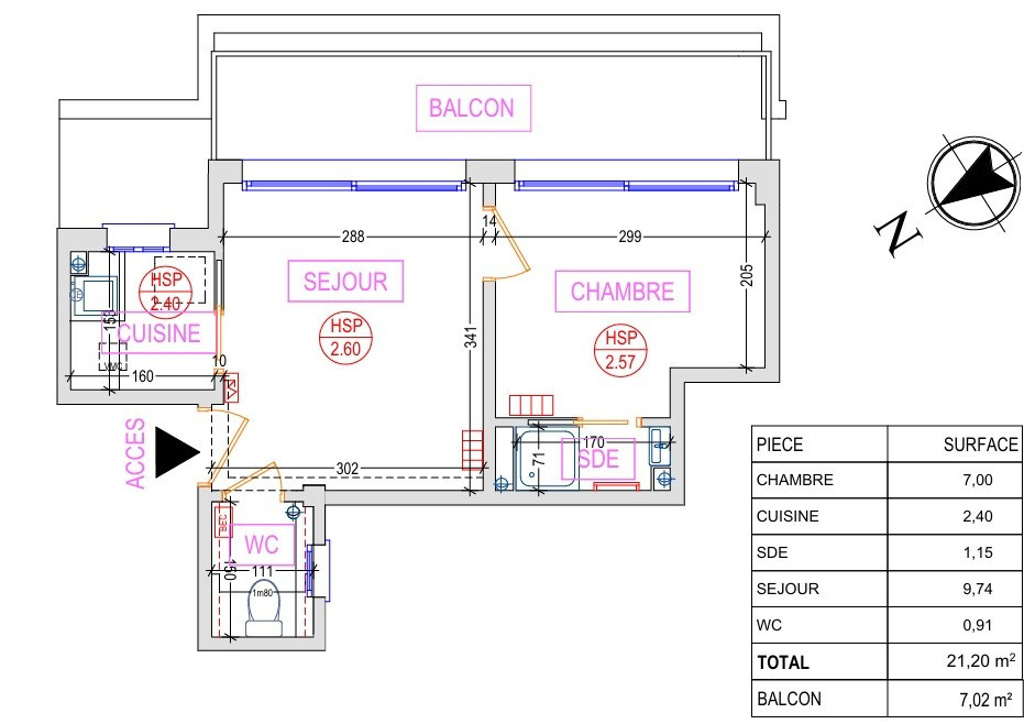 
                                                Vente
                                                 Studio avec balcon