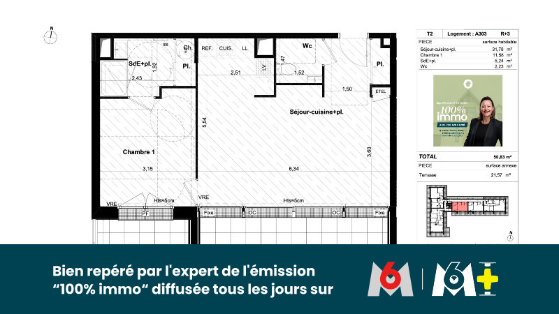 
                                                Vente
                                                 T2 NEUF 50,83 m² + TERRASSE SUD – ST GRÉGOIRE