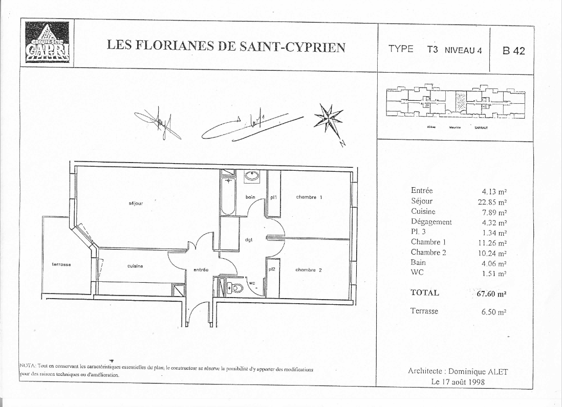 
                                                Location
                                                 T3 Les Arènes 68m2