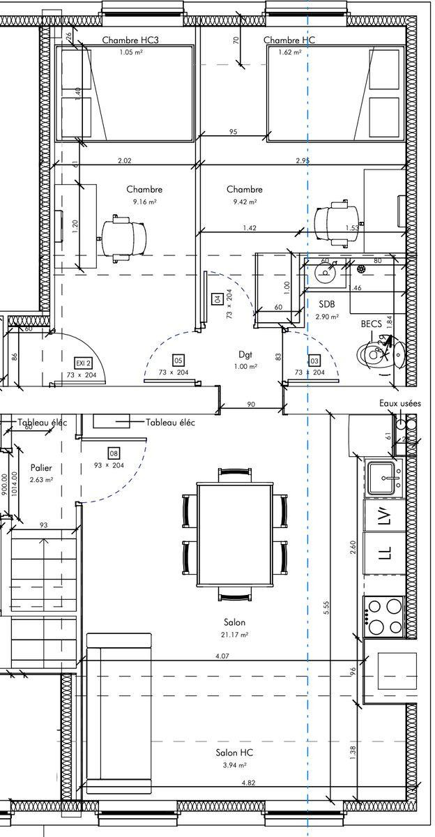 
                                                Location
                                                 T3 rénové à neuf 52 m²