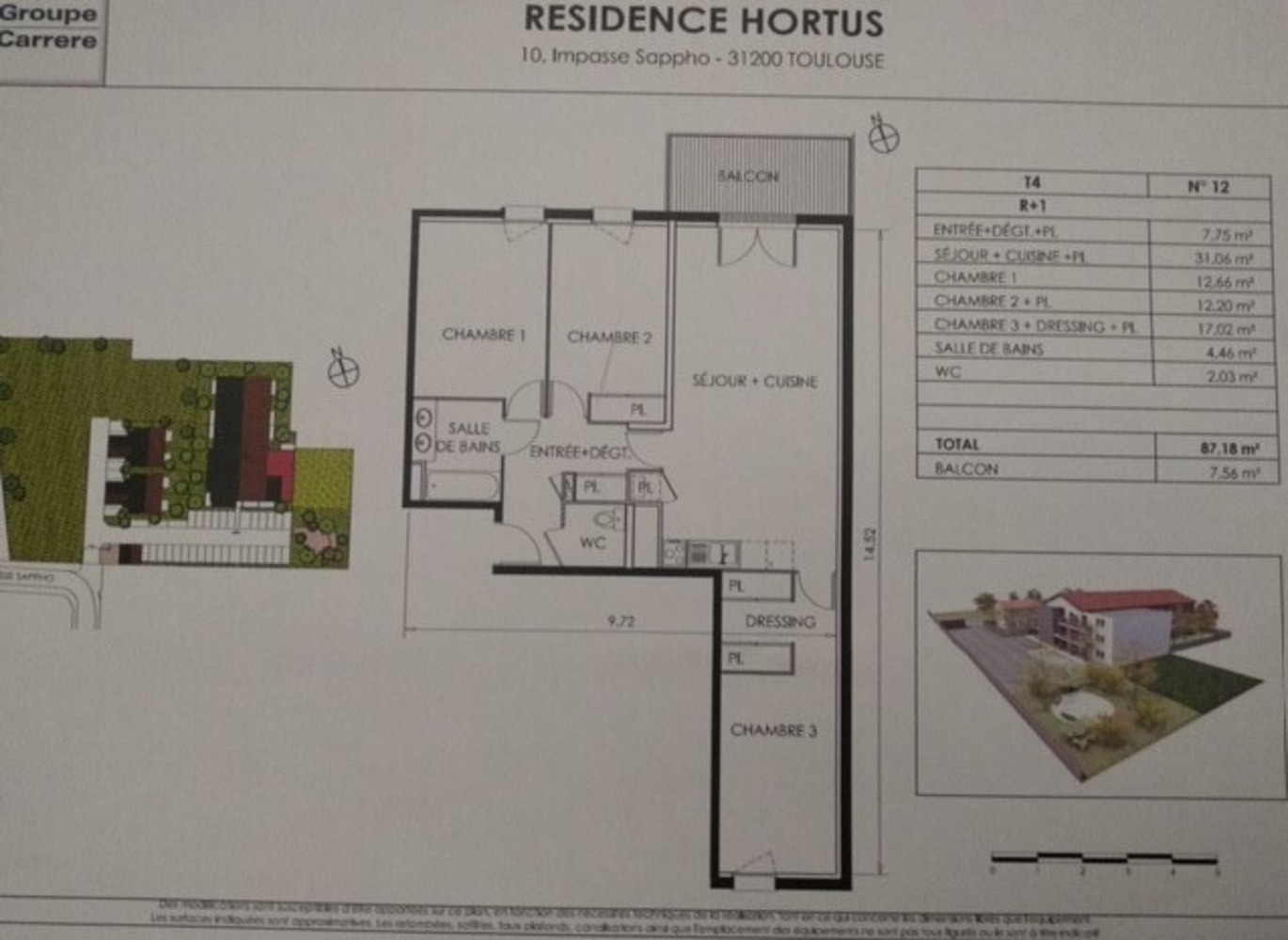 
                                                Vente
                                                 T4 87m2 - 3 chambres, balcon, parking